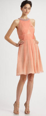 peach dress and shoes